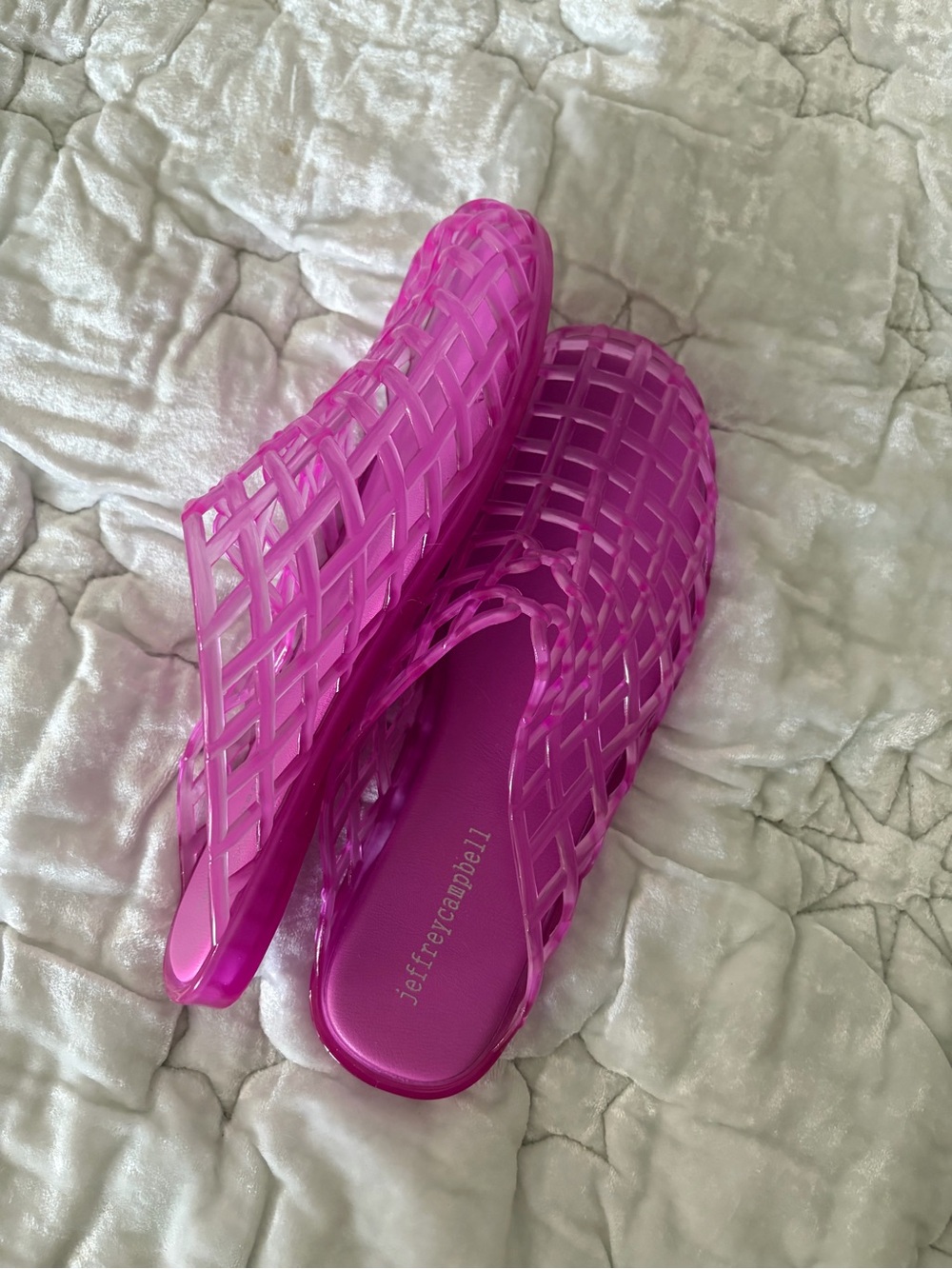 Jeffrey Campbell Hot Pink Woven Jelly Slide Mules